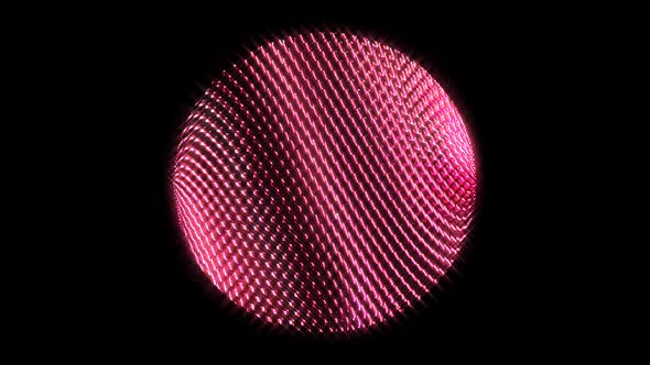 animated round shape of PINK color flashing lights, on a black background