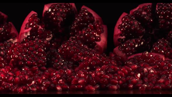 The Most Beautiful Background Of Ripe Pomegranates In Drops Of Freshness