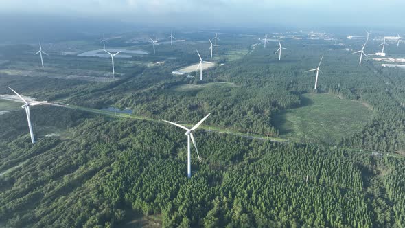 Wind Turbines in mountain during sunset