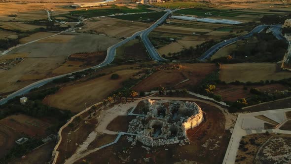 Aerial Flight Along megalithic temple