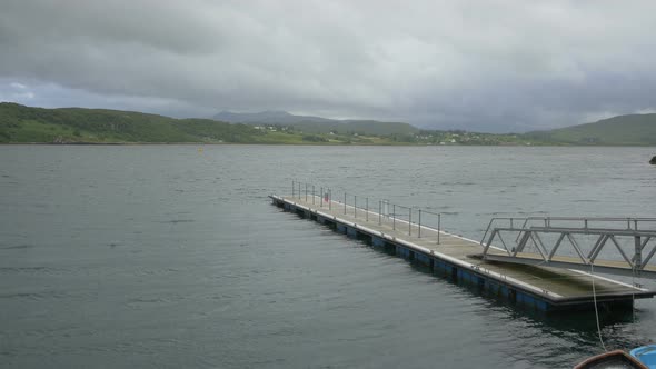 A wooden dock on a lake