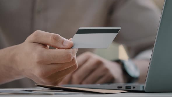 Closeup Male Hands Give Unknown Woman Credit Bank Card Unrecognizable Financial Consultant Man