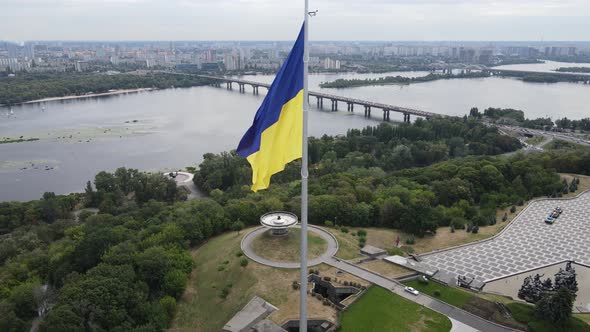 Kyiv - National Flag of Ukraine By Day. Aerial View. Kiev