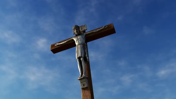 Crucifix And Time-Lapse Clouds