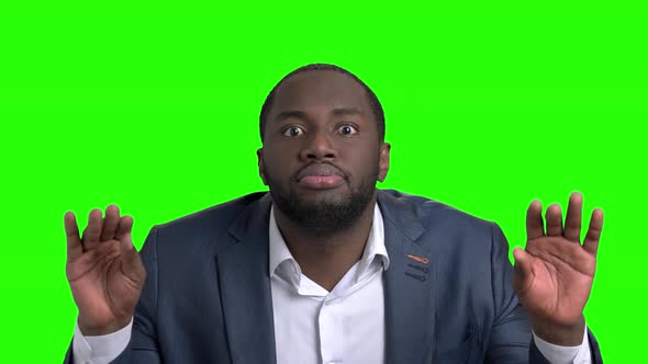 Afro American Man Making Grimace on Green Screen.