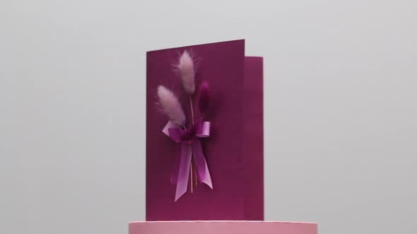Homemade greeting card. Stands on a rotating stage.