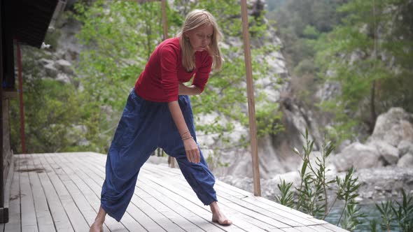 Yoga By the Lake  Spiritful Woman Attuned to Meditation