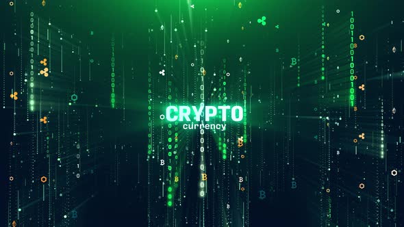 Cryptocurrency Matrix Binary Digital Background Animation 4K