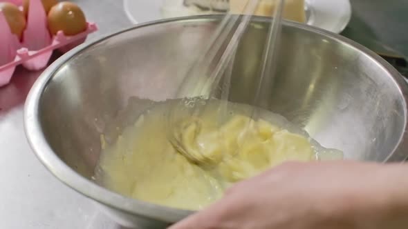 Preparing Mixture for Scrambled Eggs