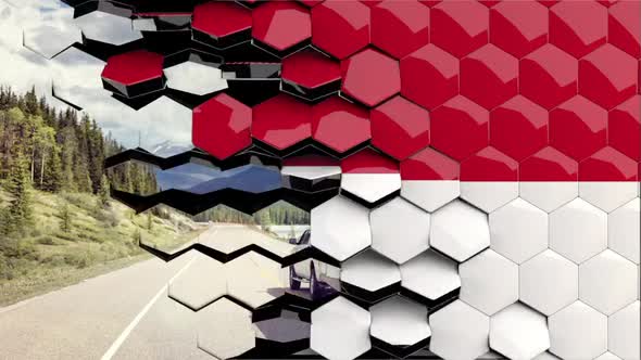 Monaco Flag Hexagon Transition - 4K Resolution