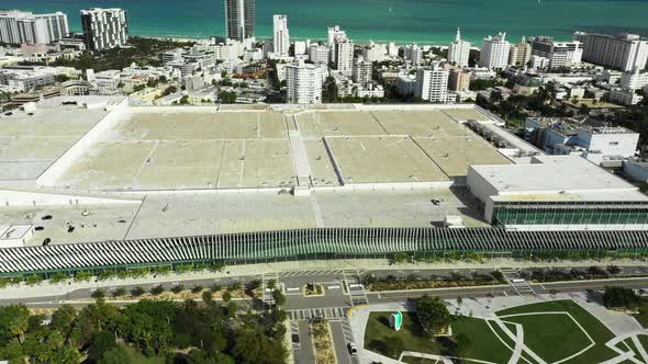 Aerial video of the Miami Beach Convention Center 4k