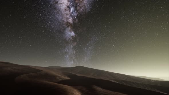 Amazing Milky Way Over the Dunes Erg Chebbi in the Sahara Desert alt