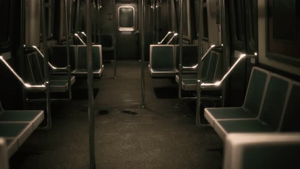 Inside of New York Subway Empty Car