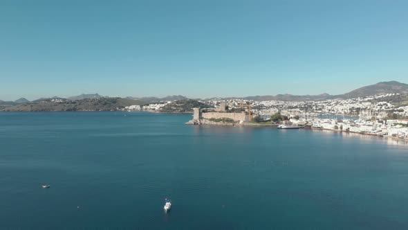 Castle of St. Peter overlooking the mediterranean seaside of Bodrum, Turkey