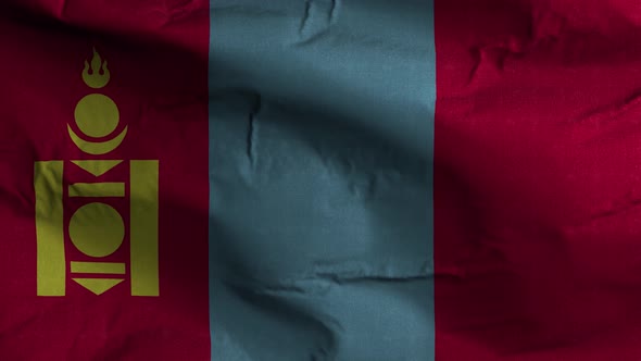 Mongolia Flag Textured Waving Background 4K