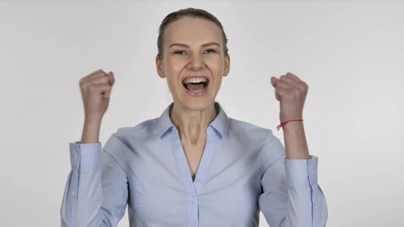 Young Businesswoman Celebrating Success