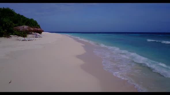 Aerial view scenery of exotic sea view beach wildlife by blue sea and white sand background of adven