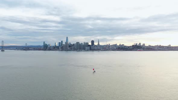 Aerial: panorama of the city, drone view