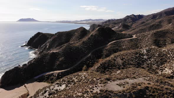 Sea and Mountain. Coast in Murcia Spain. Aerial View