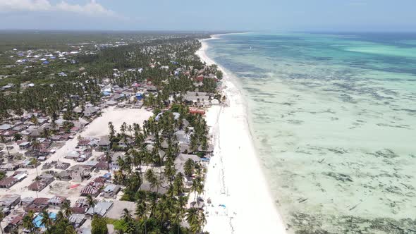 Aerial View of Low Tide in the Ocean Near the Coast of Zanzibar Tanzania