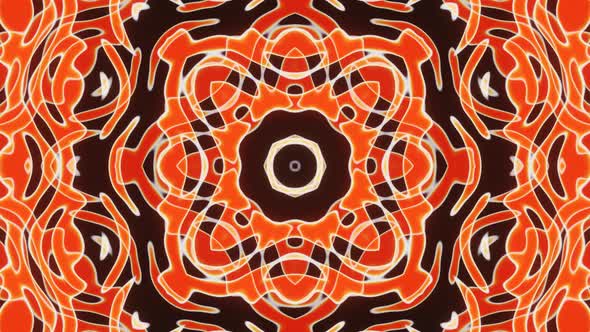 Abstract Slow Orange Flower Kaleidoscope Led Neon Vj Loop Animation Background