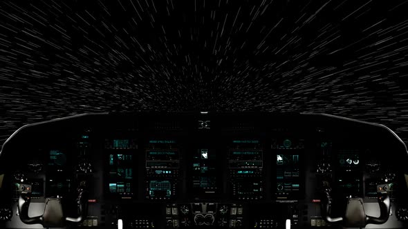 Traveling Inside A Spaceship Cockpit In Light Speed