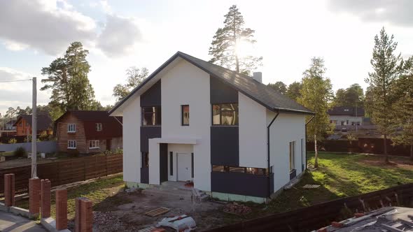 Drone shot of new modern residential house 44