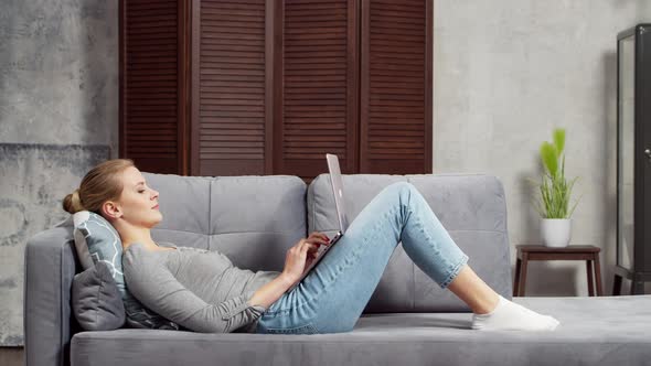 Young woman is resting at home