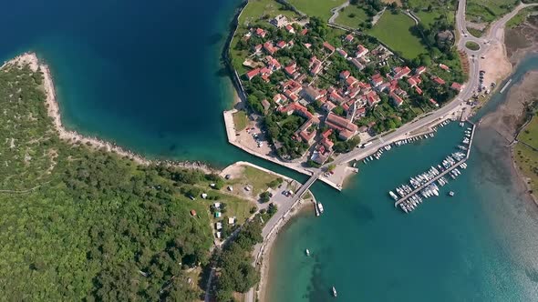 Aerial view of Osor cityscape at Cres island, Croatia.