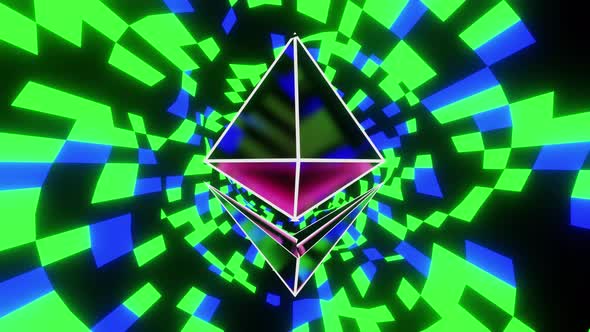 Rotated Ethereum Crypto In Deformated Tunnel Vj Loop 4K