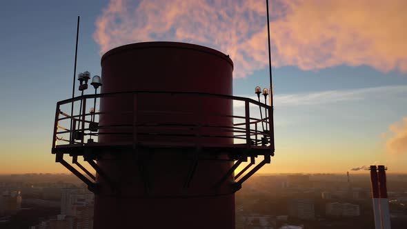 Top Part of an Air Polluting Industrial Smoke Stack