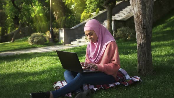 Muslim Woman in Casual Outfit and Pink Hijab