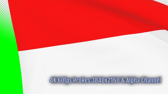 Indonesia waving flag transition 4k and 1080 HD footage with alpha channel