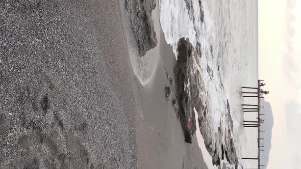 Vertical Video Beach at the Seaside Resort Town