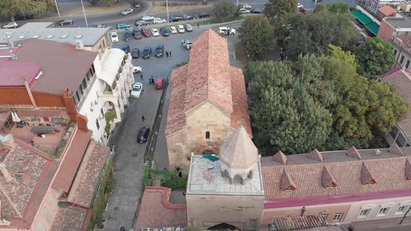 Aerial view of ancient basilic cathedral of Anchiskhati in Tbilisi, Georgia