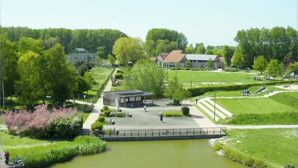 Aerial view of a park (Parc Galamé, France)