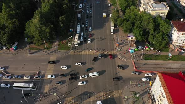 Aerial Photography of the City of Ufa on October Avenue Galle Street in Summer