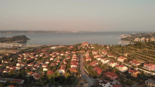 This is a 4k drone reveal shot of the beautiful city piran in slovenia. It was in the morning close
