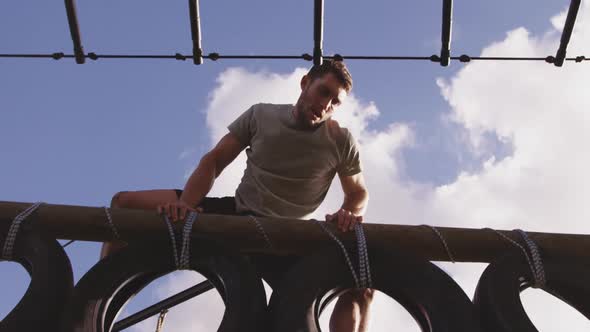 Young adults training at an outdoor gym bootcamp