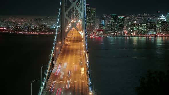 Night timelapse of San Francisco-Oakland Bay Bridge