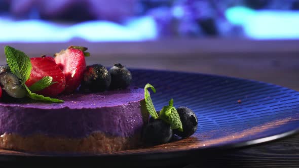 Macro Videography of Purple Cheesecake.