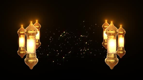 Ramadan Arab Golden Lantern On A Black Background 1 alt