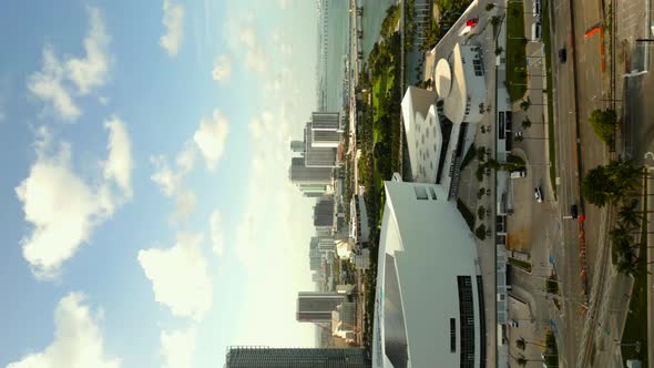 Vertical Aerial Drone Video Downtown Miami Destinations