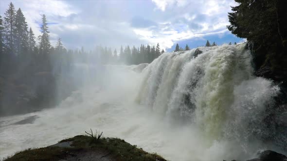 Ristafallet Waterfall in the Western Part of Jamtland