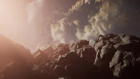 Mountain Landscape at Sunset. Amazing View From the Mountain Peak