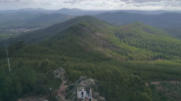 Aerial shot with Drone of Geographical center Picoto Melrica in Vila de Rei