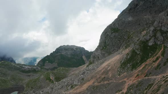 Drone Flight Over Rocky Alps