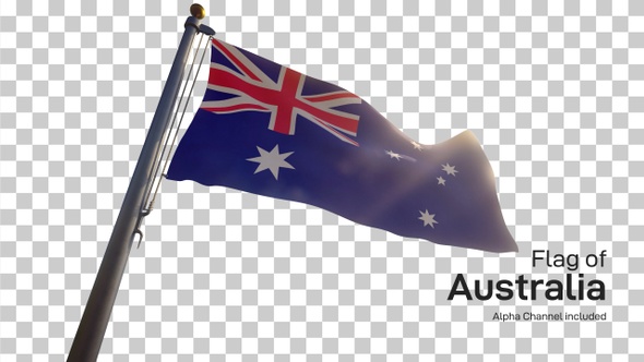 Australia Flag on a Flagpole with Alpha-Channel