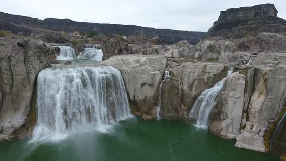 Stunning Rise and Tilt Over Shoshone Waterfalls in Idaho Spring