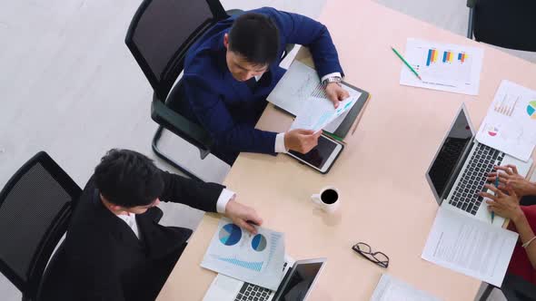 Business People Group Meeting Shot From Top View / Videohive, Stock footage, Business corporate